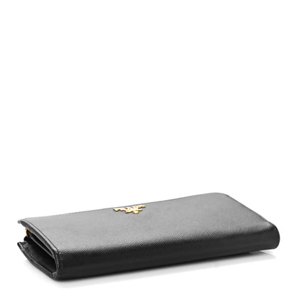 Prada Saffiano Zip Around Wallet Black 4 of 9