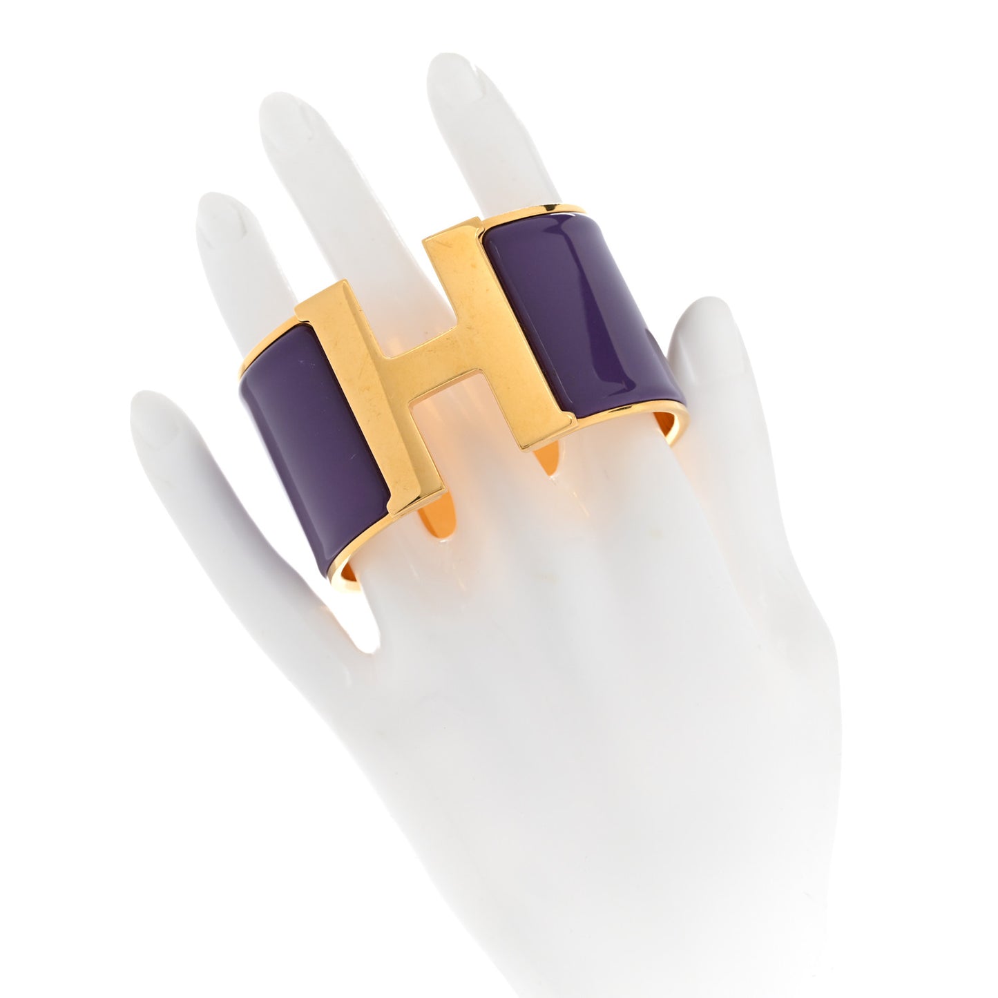 Enamel Extra Wide Clic Clac H Bracelet GM Pourpre