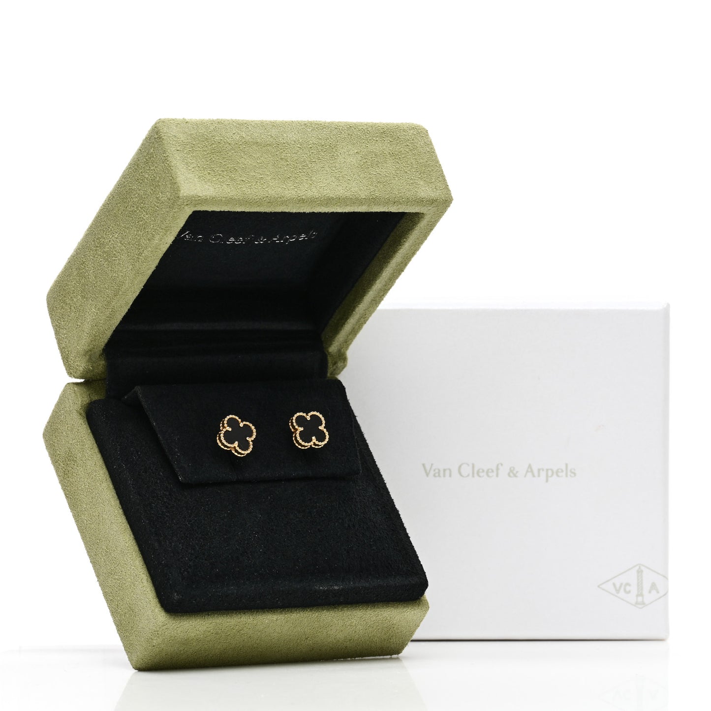 18K Yellow Gold Black Onyx Sweet Alhambra Earrings