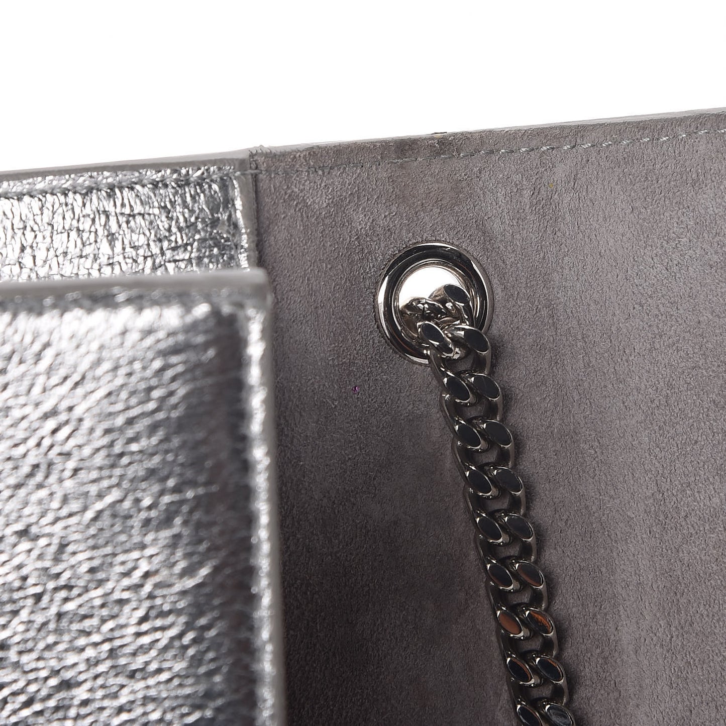 Metallic Lambskin Medium Cloud Star Monogram Kate Satchel Argento