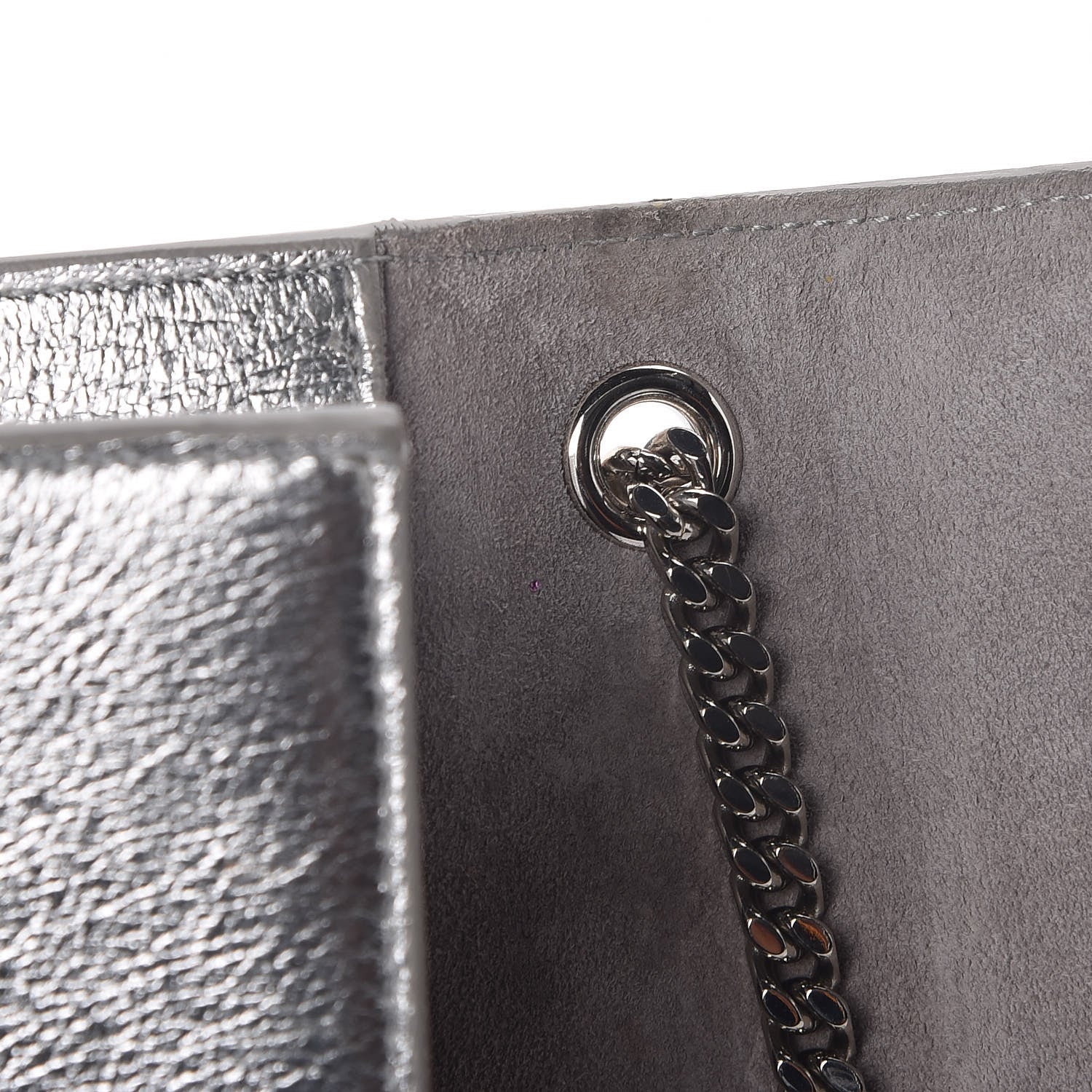 Saint Laurent Metallic Lambskin Medium Cloud Star Monogram Kate Satchel Argento 13 of 15
