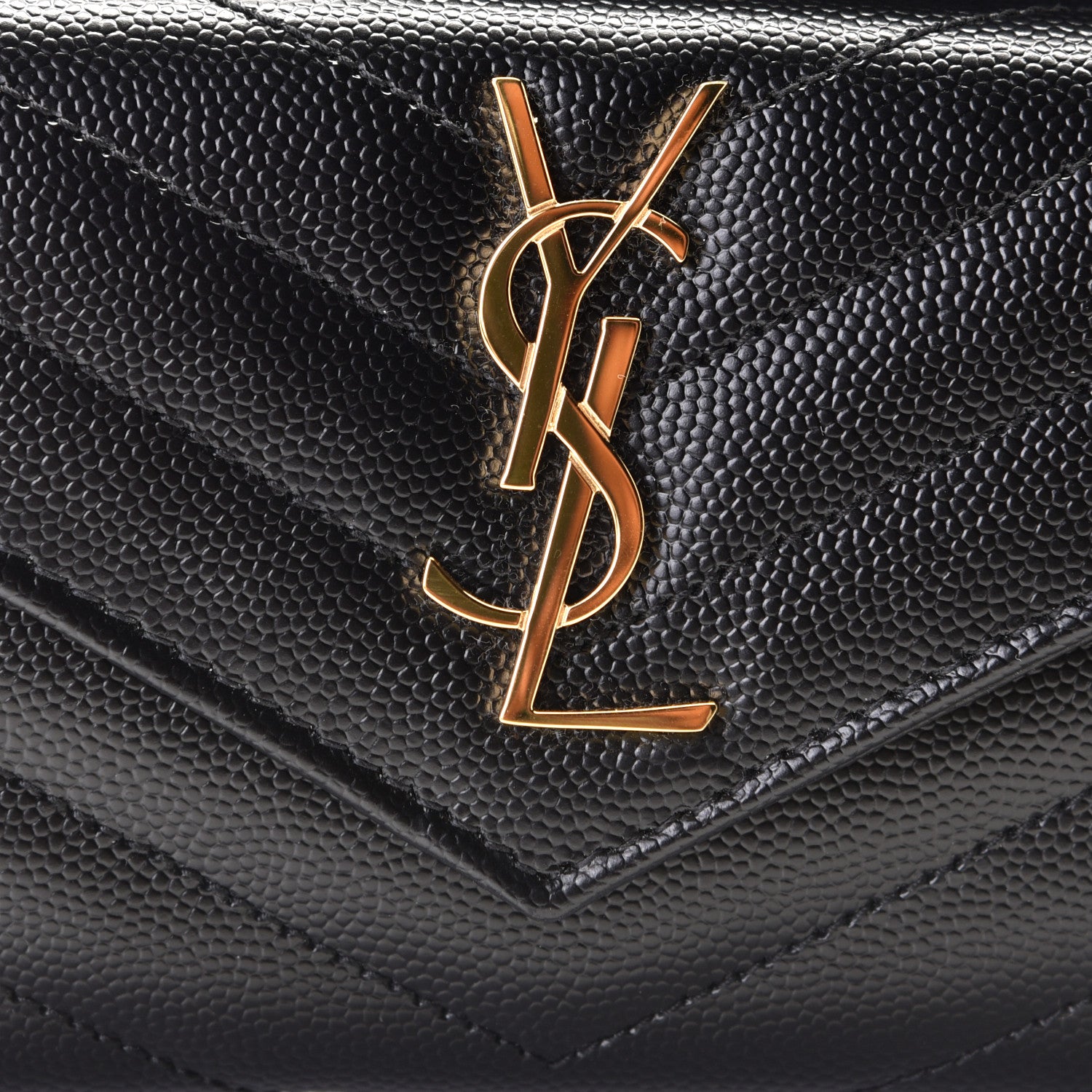 Saint Laurent Grain De Poudre Matelasse Chevron Small Monogram Envelope Wallet Black 7 of 8