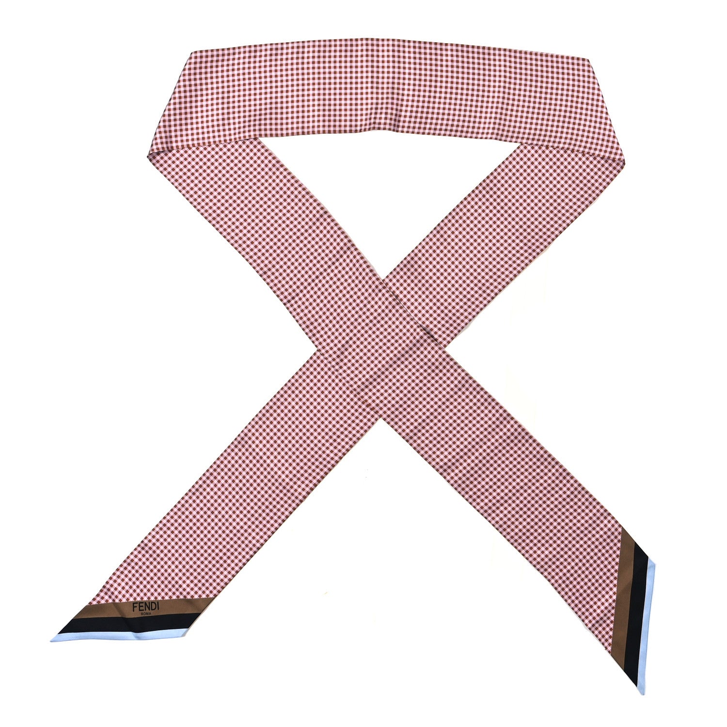 Fendi Silk Gingham Wrappy Scarf Red Multicolor 1 of 4