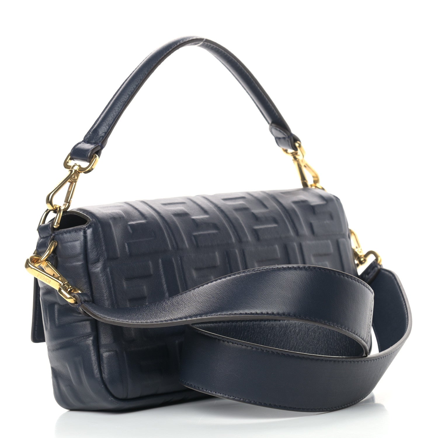 Fendi Nappa FF 1974 Embossed Baguette Midnight 3 of 9