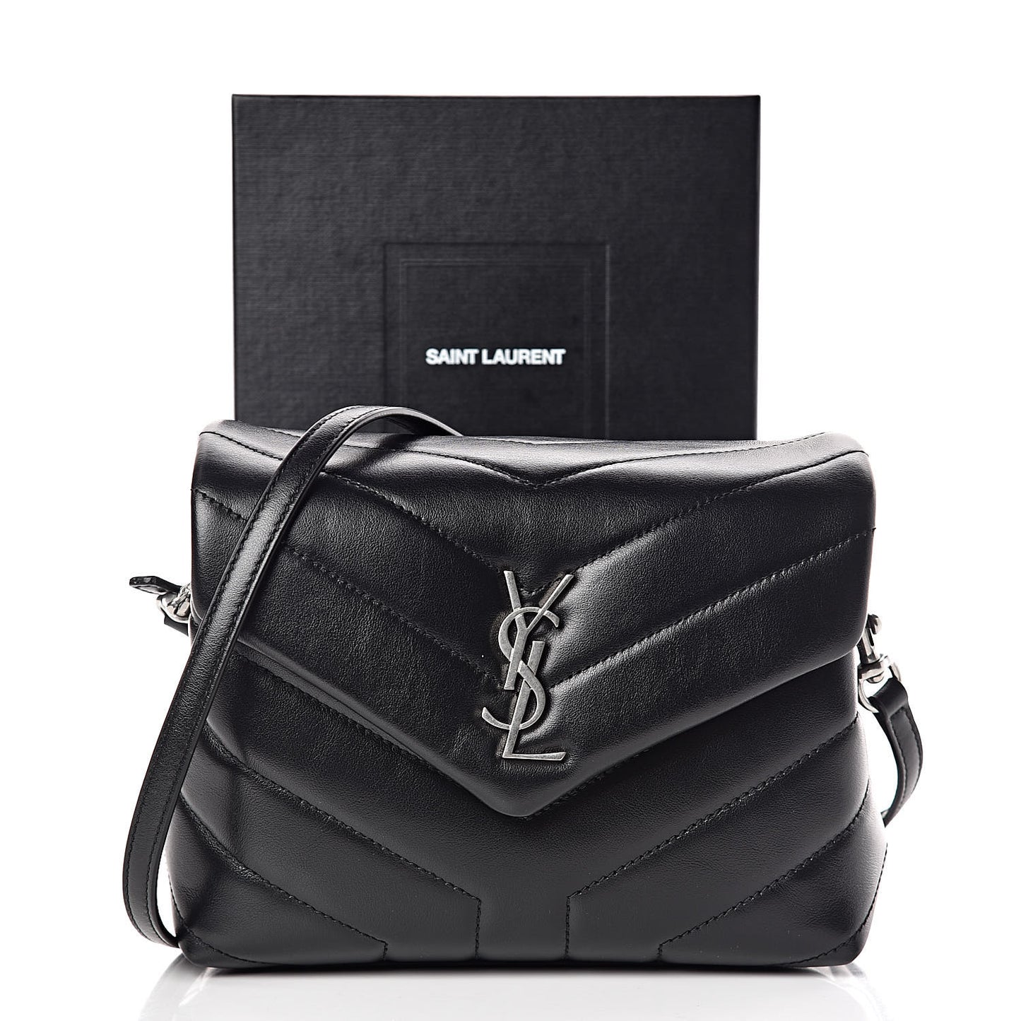 Calfskin Y Quilted Monogram Toy Loulou Crossbody Bag Black