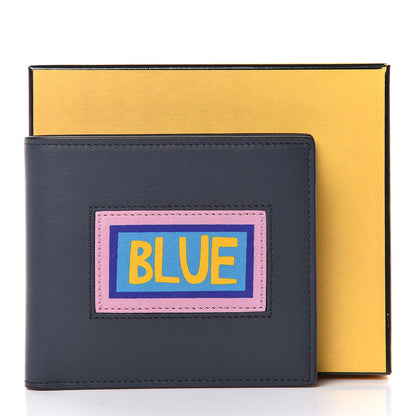 Fendi Vitello Century Vocabulary Blue Bi-Fold Wallet Blue Lavagna 8 of 8