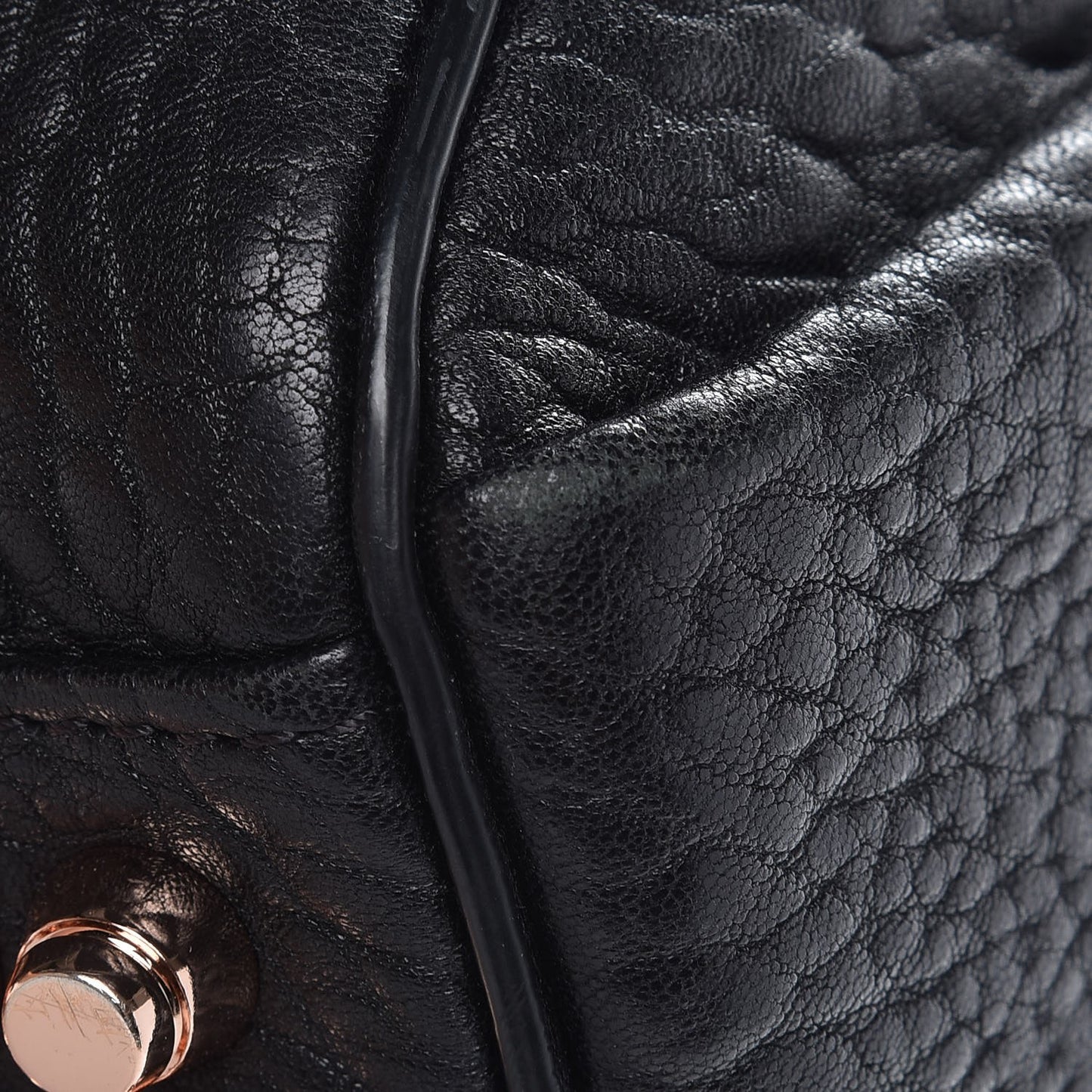 Pebbled Lambskin Rockie Black Rose Gold Hardware