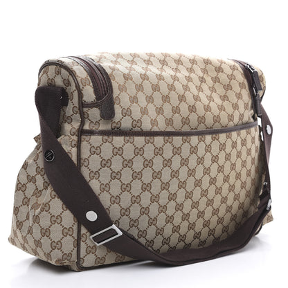 Gucci Monogram Natural Pigskin Large Diaper Bag Beige Ebony Cocoa Dark Chocolate 4 of 15