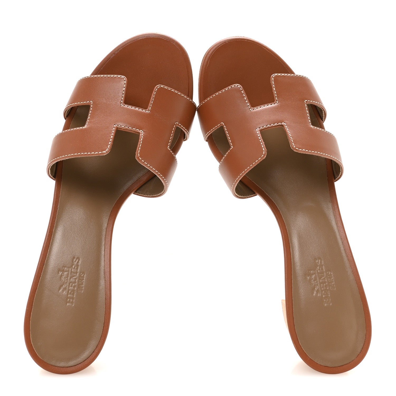 Hermes Calfskin Oasis Sandals 36.5 Gold 2 of 9
