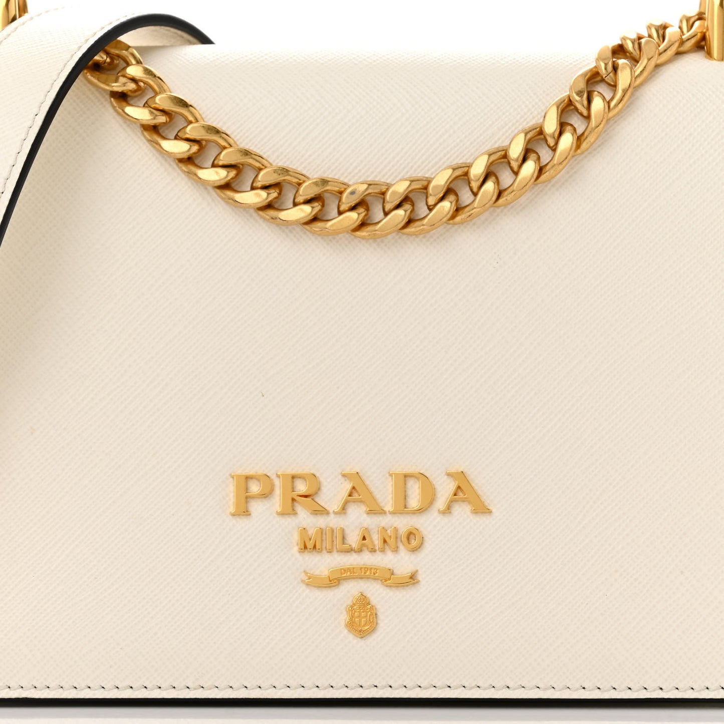 Saffiano Chain Shoulder Bag White