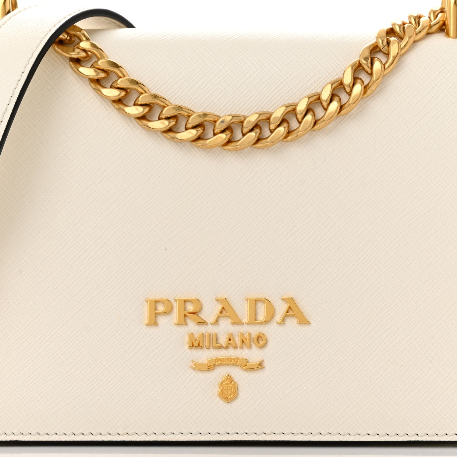 Prada Saffiano Chain Shoulder Bag White 7 of 10