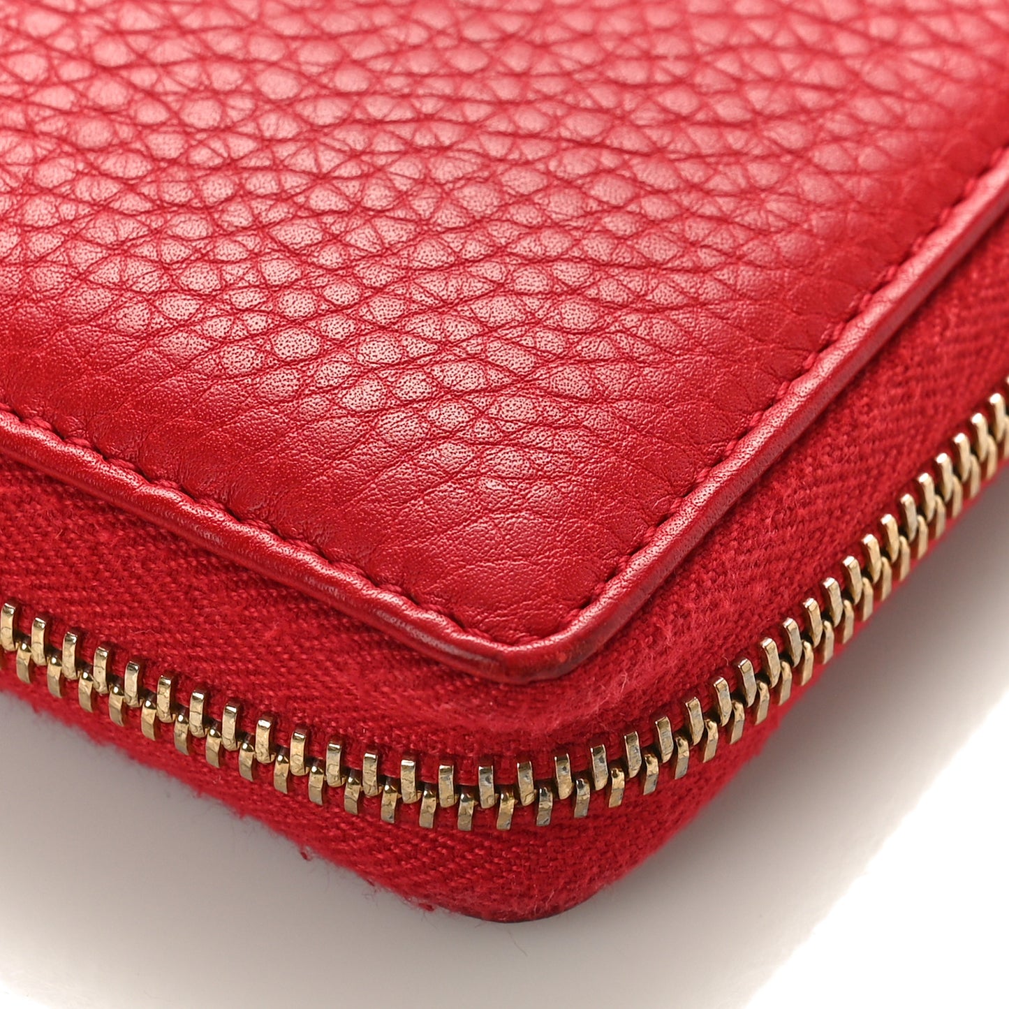 Pebbled Calfskin Soho Zip Around Wallet Red