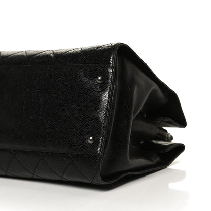 Chanel Crumpled Grained Calfskin Quilted CC Crave Tote Black 10 of 11