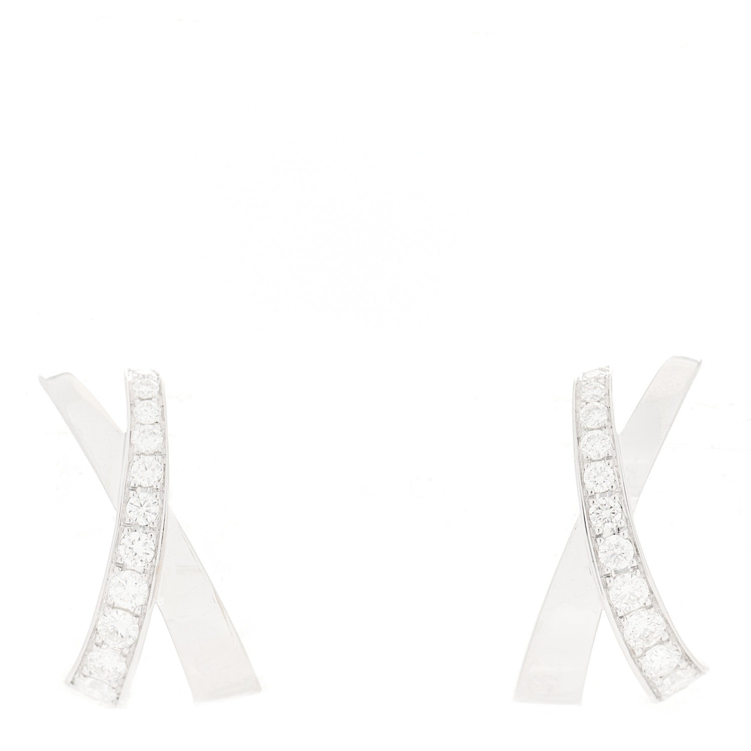 Graff 18K White Gold Diamond Kiss Stud Earrings 1 of 4