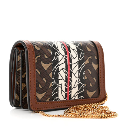 Burberry E-Canvas Monogram Stripe Jessie Chain Card Case Bridle Brown 2 of 5