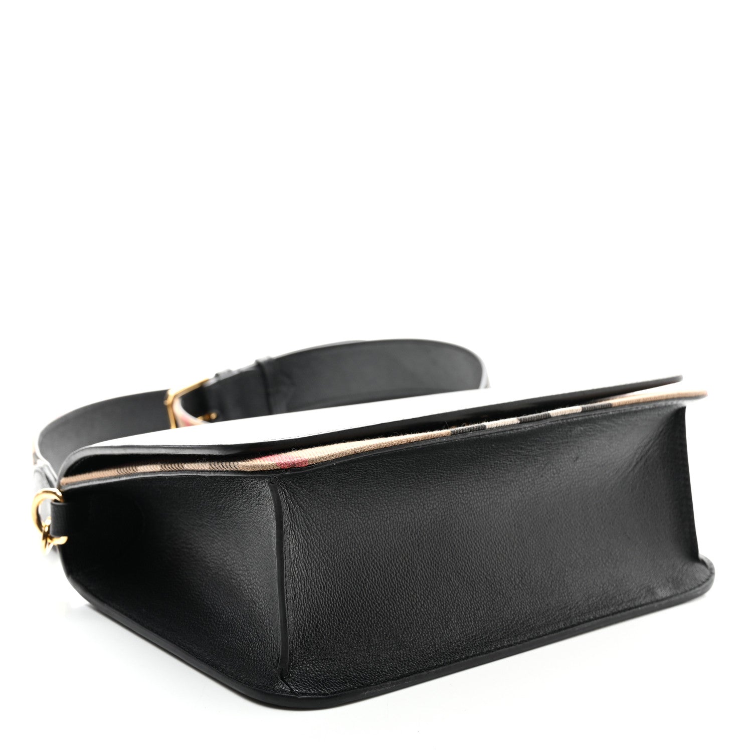 Burberry Derby Calfskin House Check Mackford Crossbody Bag Black 4 of 9
