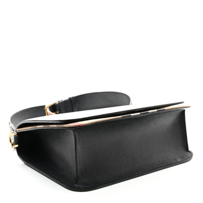Burberry Derby Calfskin House Check Mackford Crossbody Bag Black 4 of 9