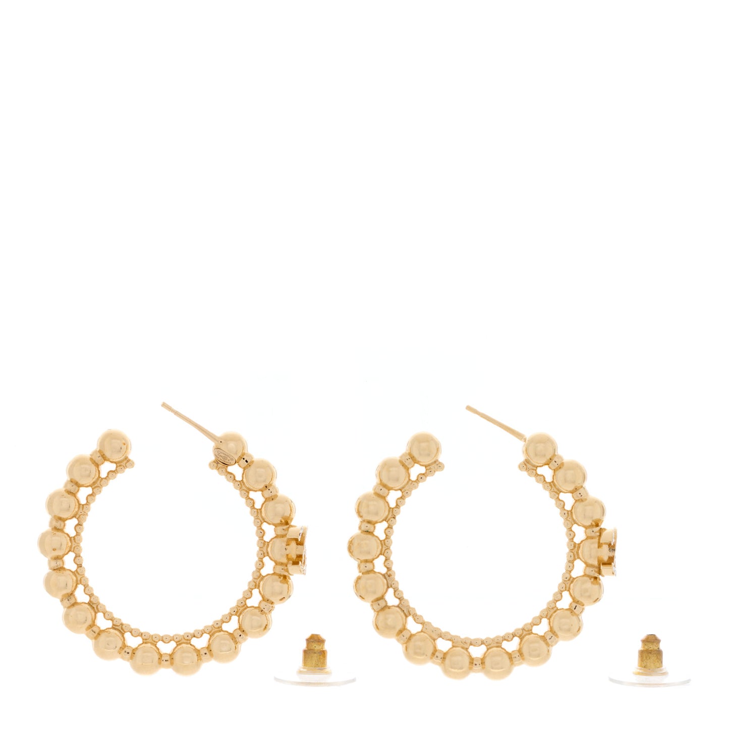 Crystal Bead CC Hoop Earrings Gold