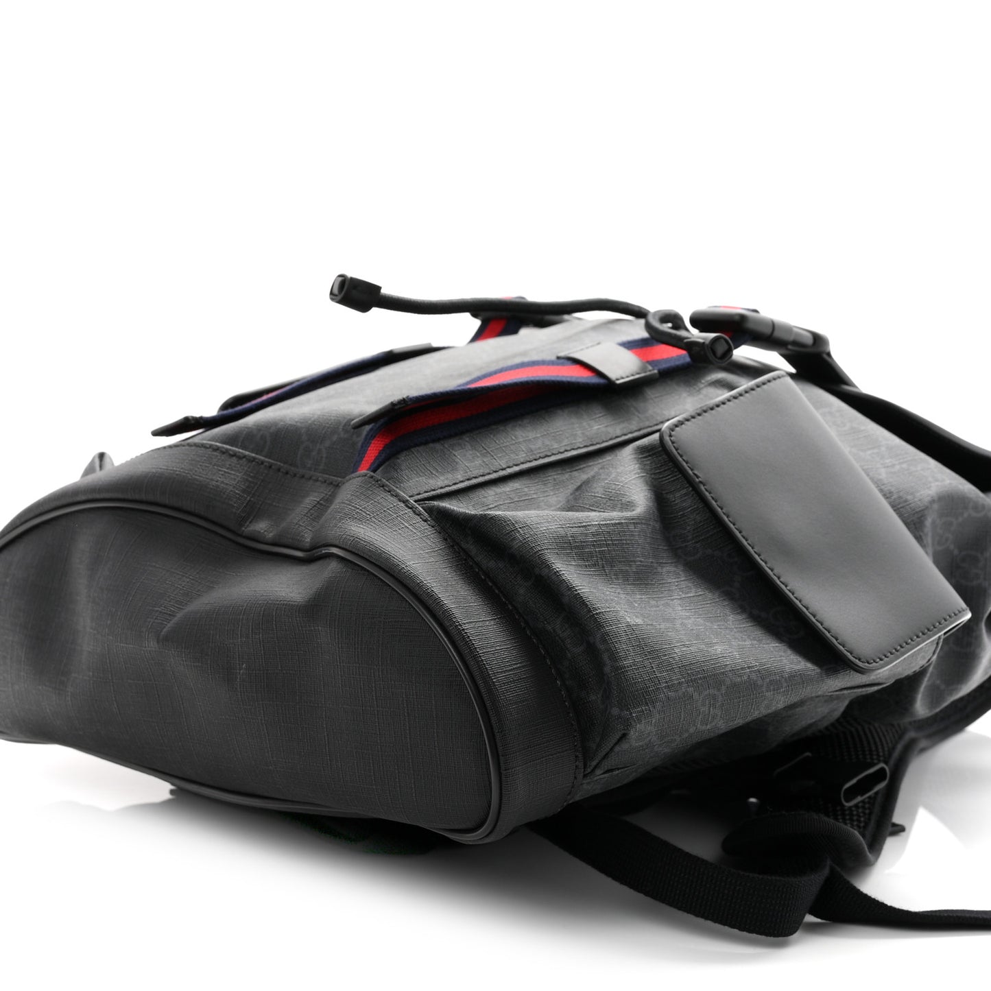 Soft GG Supreme Monogram Calfskin Web Double Buckle Backpack Black