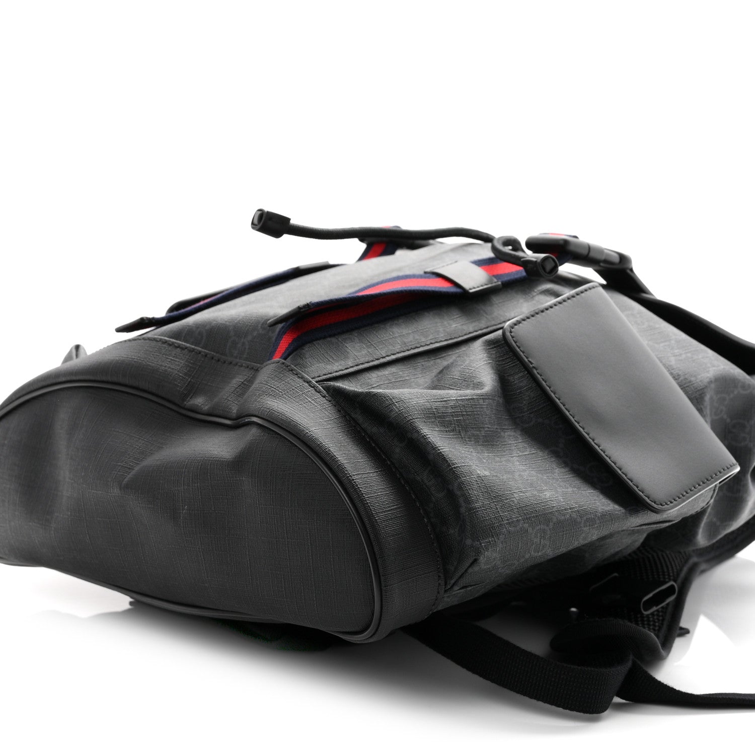Gucci Soft GG Supreme Monogram Calfskin Web Double Buckle Backpack Black 9 of 9