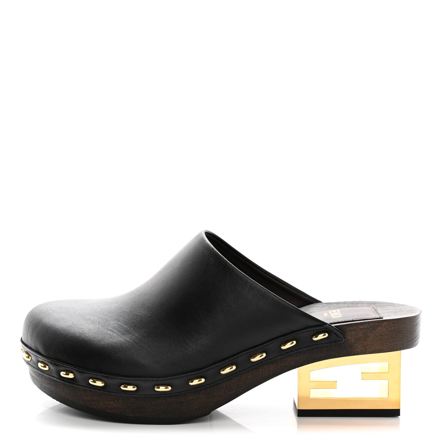 Fendi Vitello Baguette 25/60mm Clogs 37 Black 1 of 8