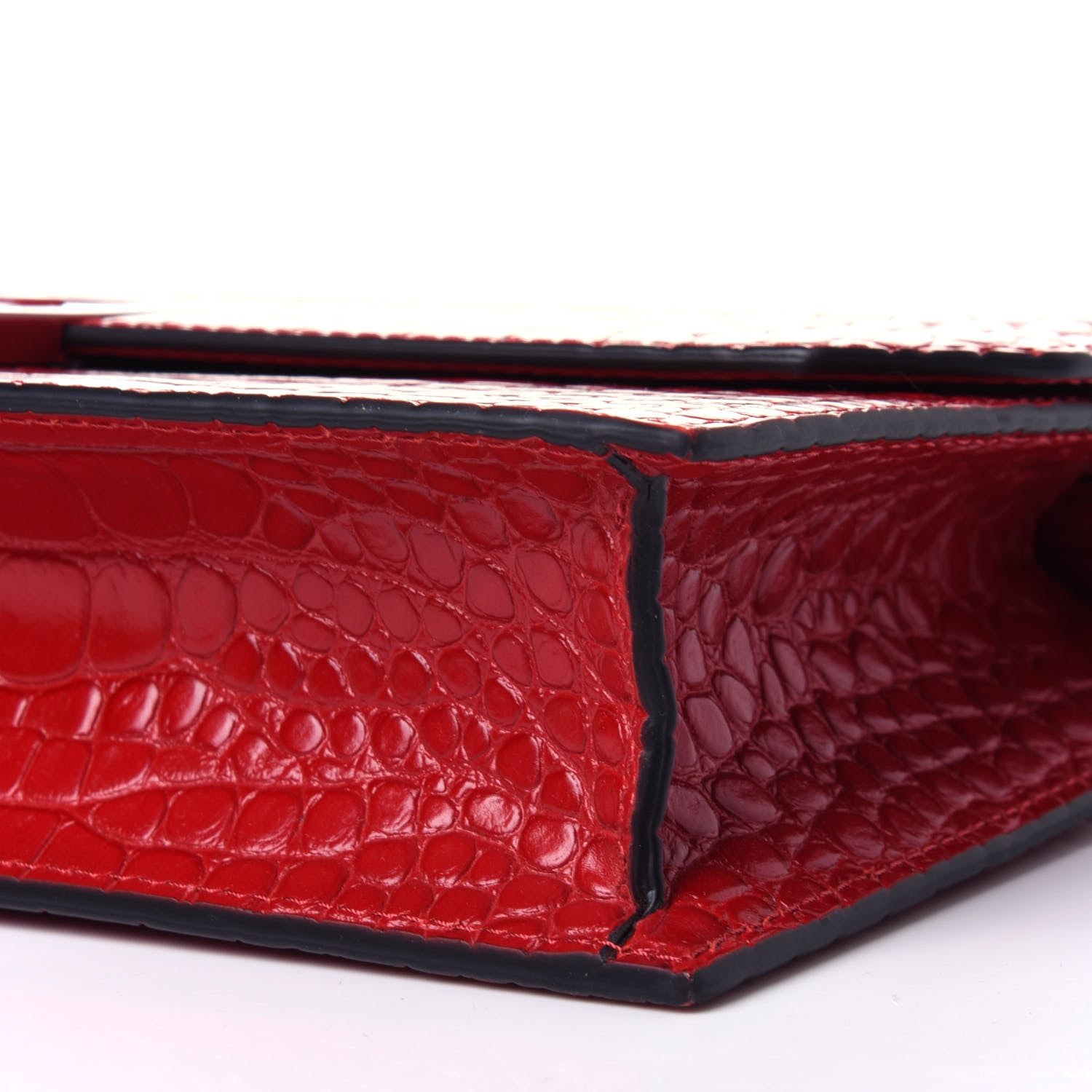 Christian Louboutin Calfskin Alligator Embossed Elisa Baguette Red 7 of 9