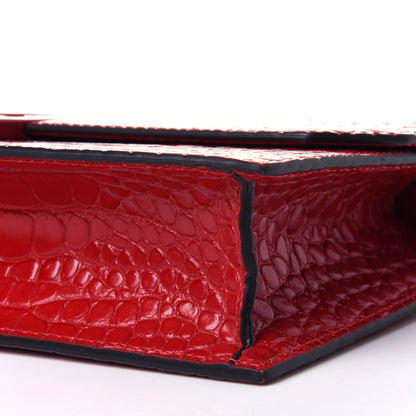 Christian Louboutin Calfskin Alligator Embossed Elisa Baguette Red 7 of 9
