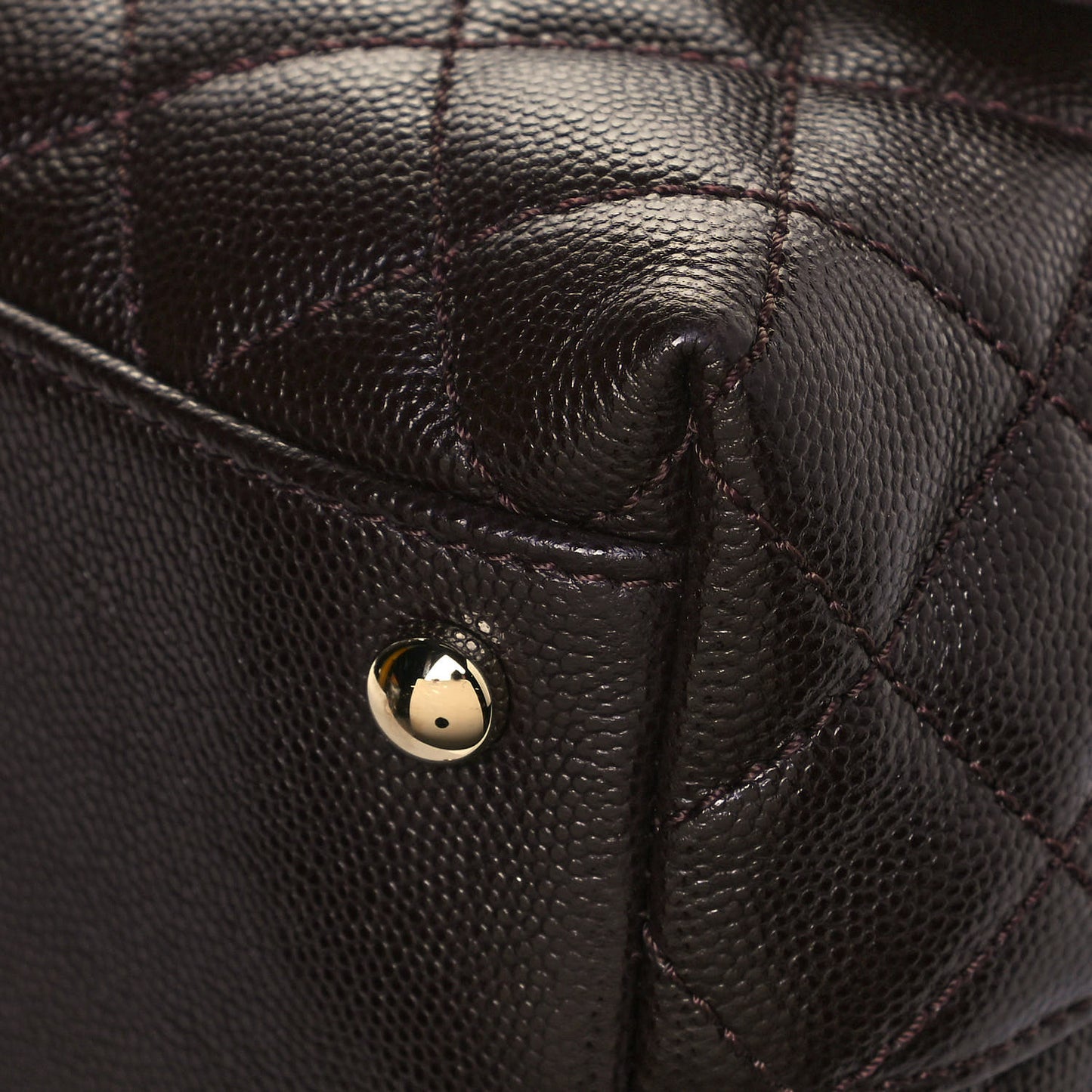 Caviar Quilted Small Coco Handle Flap Dark Brown