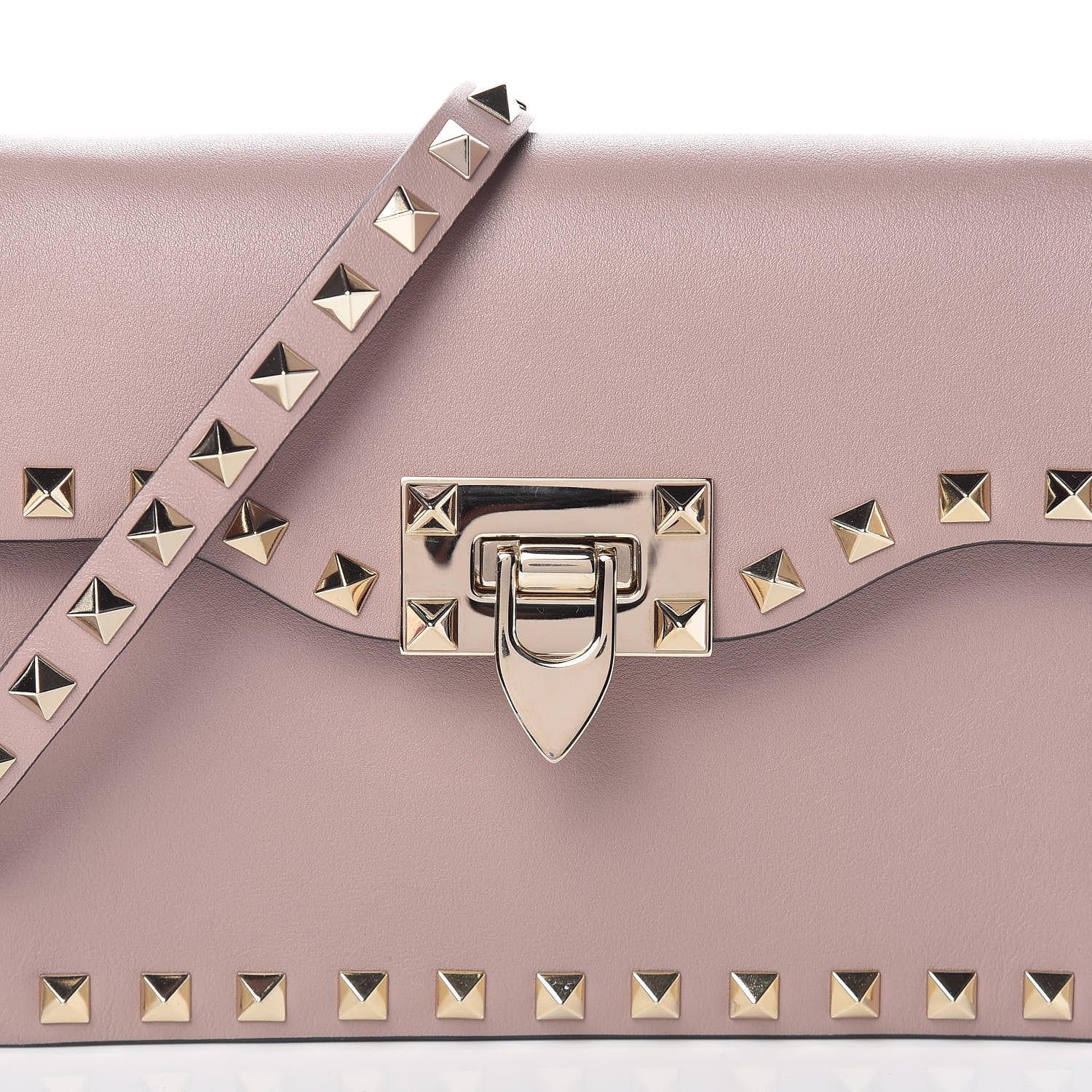 Valentino Garavani Vitello Rockstud Shoulder Flap Bag Poudre 9 of 9