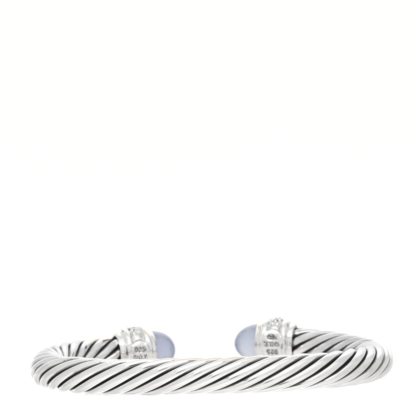 Sterling Silver Diamond Chalcedony 7mm Cable Classics Bracelet