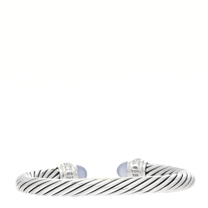 David Yurman Sterling Silver Diamond Chalcedony 7mm Cable Classics Bracelet 2 of 4