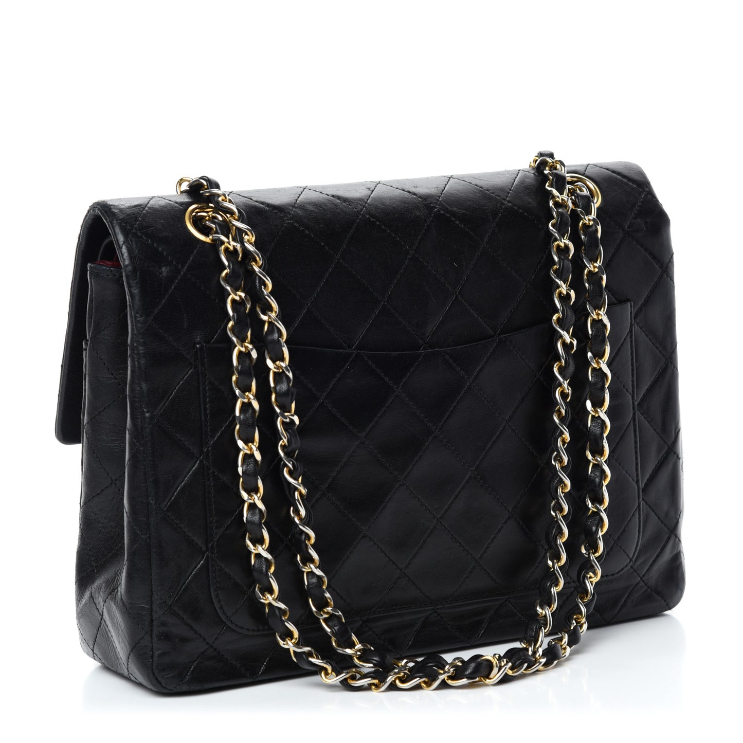 Lambskin Quilted Medium Double Flap Black