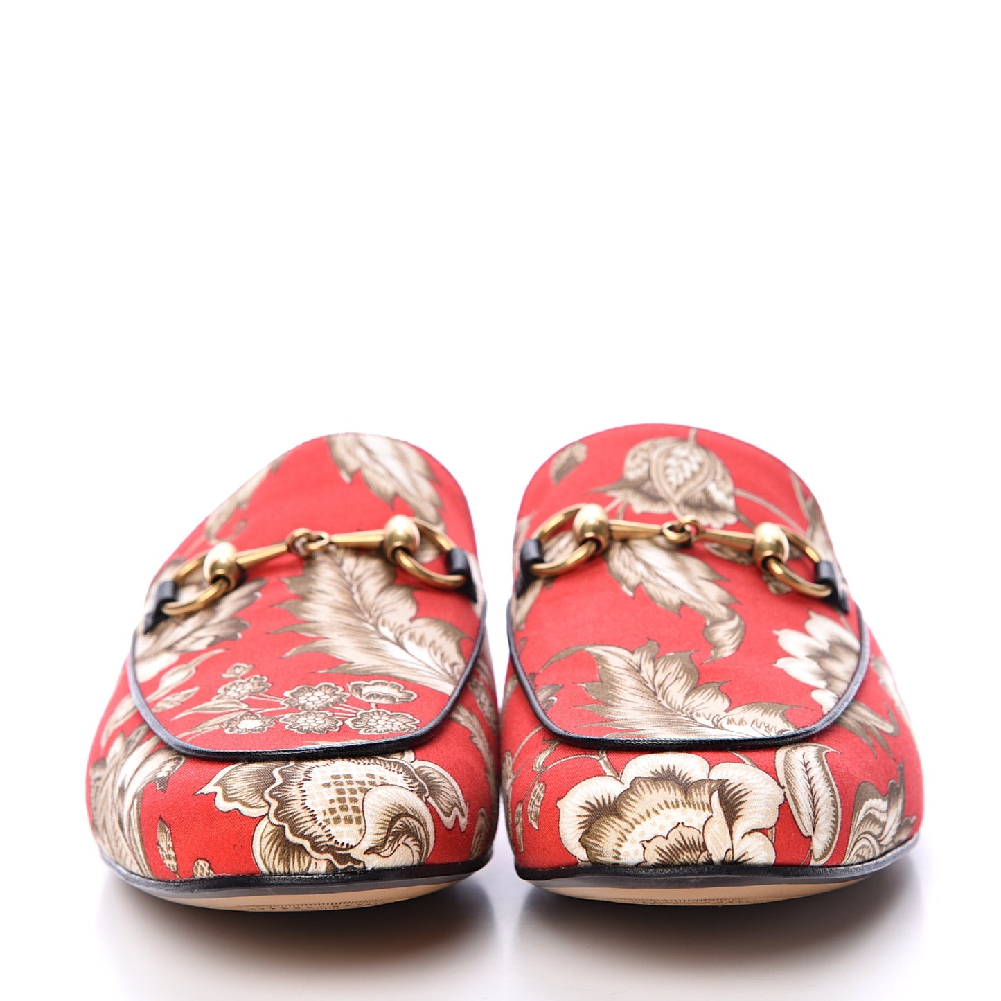 Satin Floral Printed Mens Princetown Slippers 6 Red
