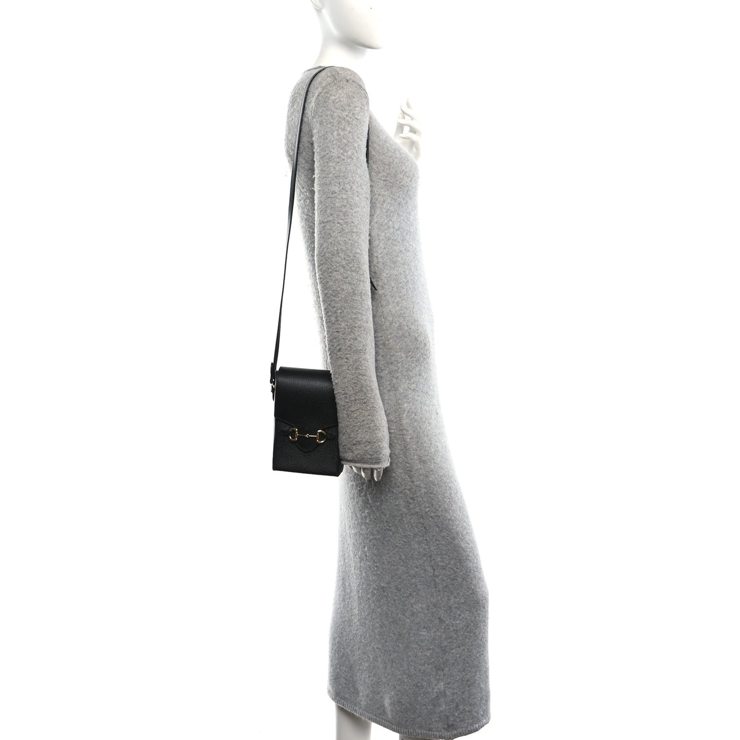 Dollar Calfskin Vertical Horsebit 1955 Crossbody Bag Black