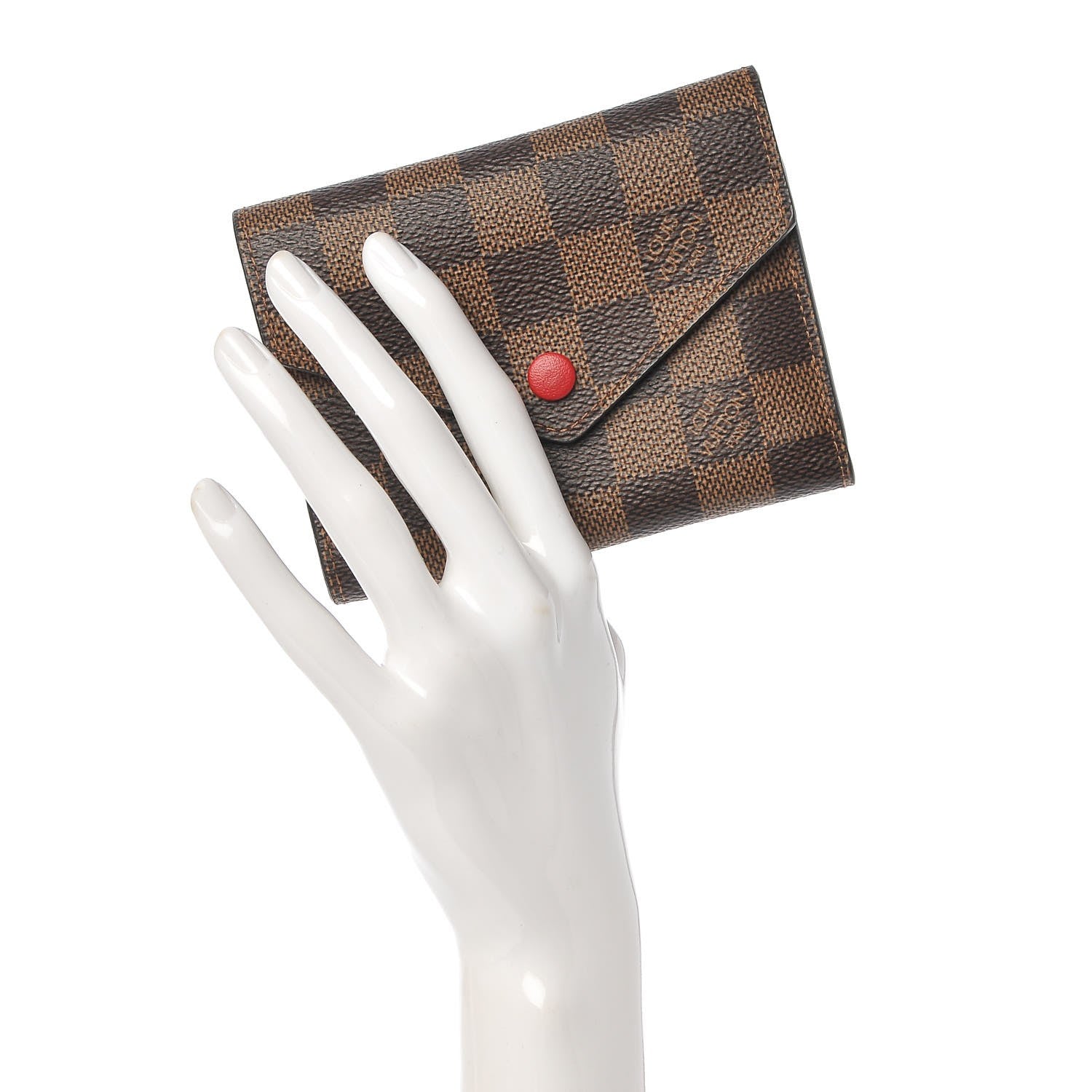 Louis Vuitton Damier Ebene Victorine Wallet Red 2 of 7