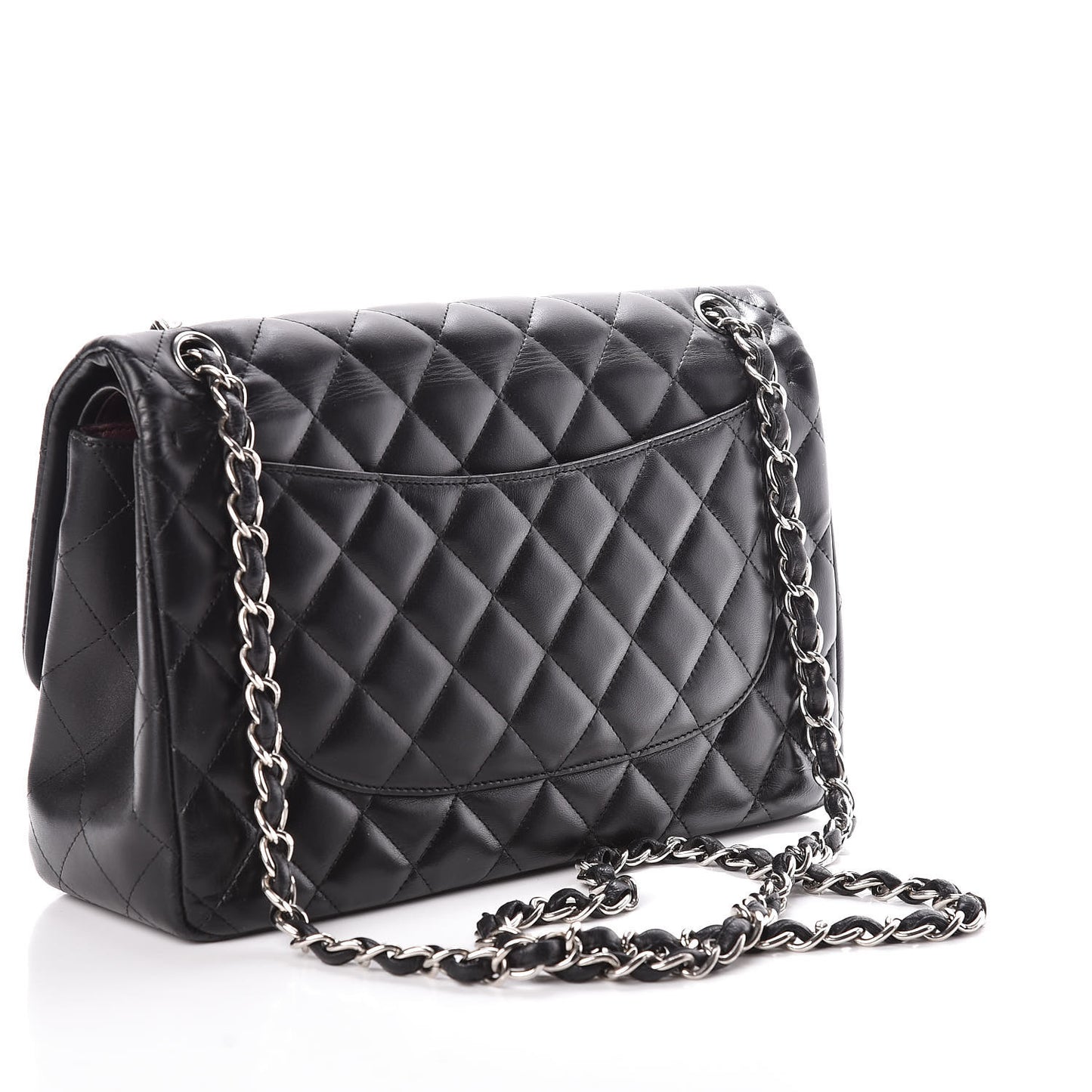 Lambskin Quilted Jumbo Double Flap Black