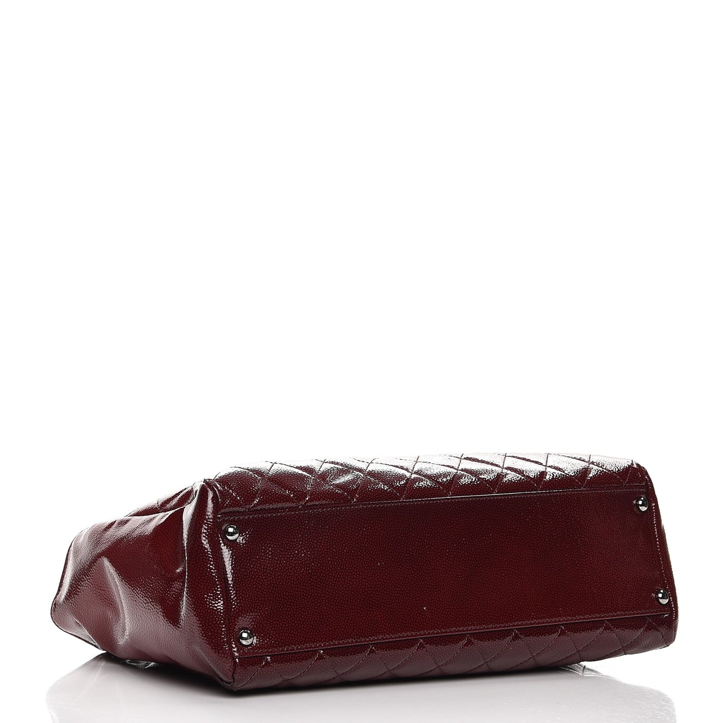 Patent Caviar Diamond Quilted Shine Small Reissue Tote Red