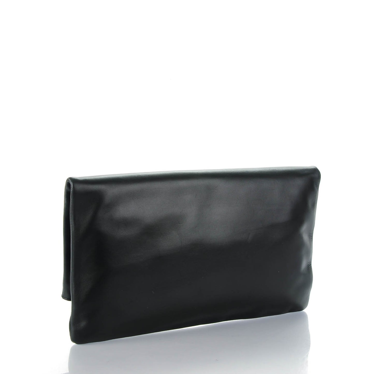 Smooth Calfskin Letters Fold-Over Clutch Black