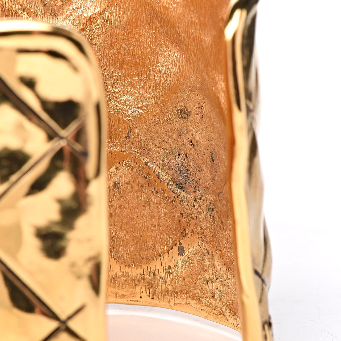 Metal Quilted Wide CC Cuff Gold