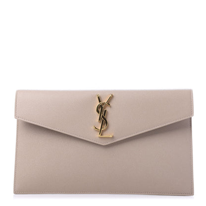 Saint Laurent Grain De Poudre Uptown Pouch Dark Beige 1 of 10