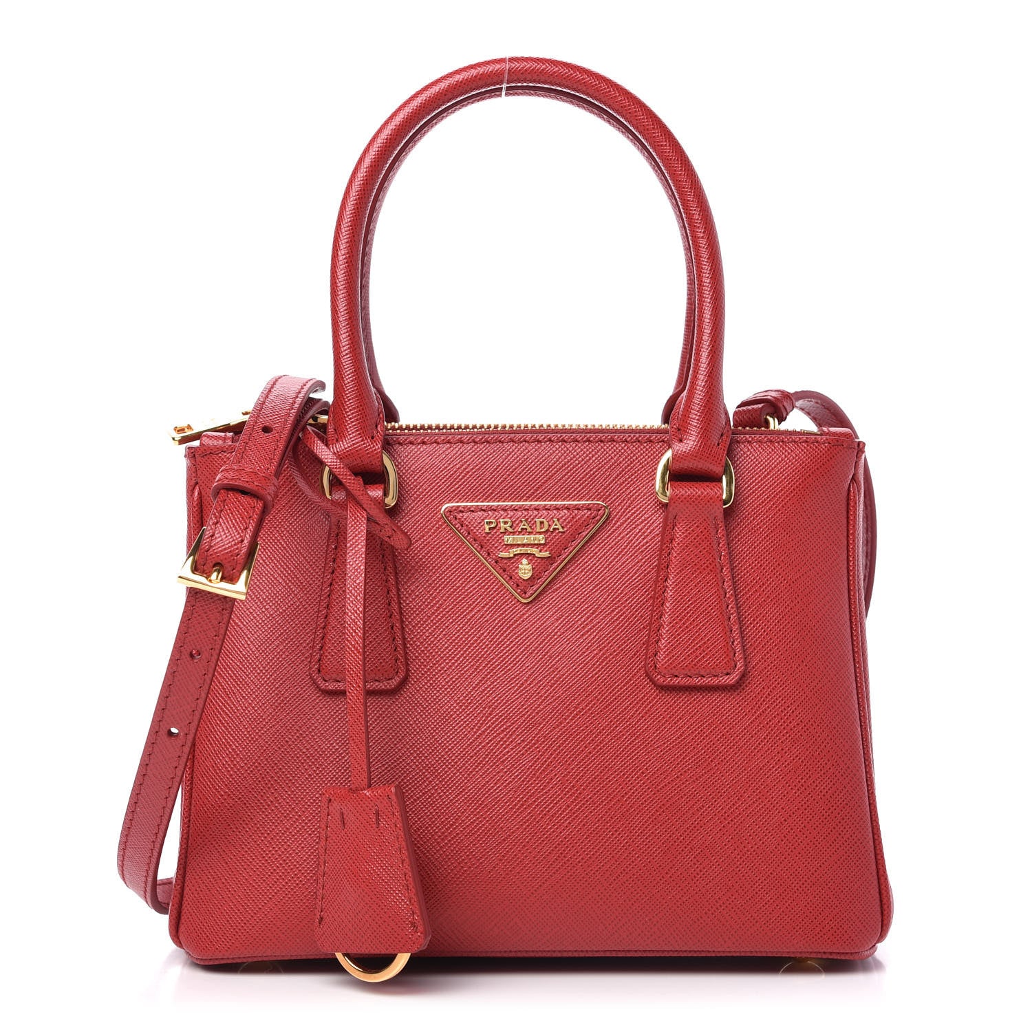 Prada Saffiano Mini Galleria Double Zip Tote Fuoco 1 of 10