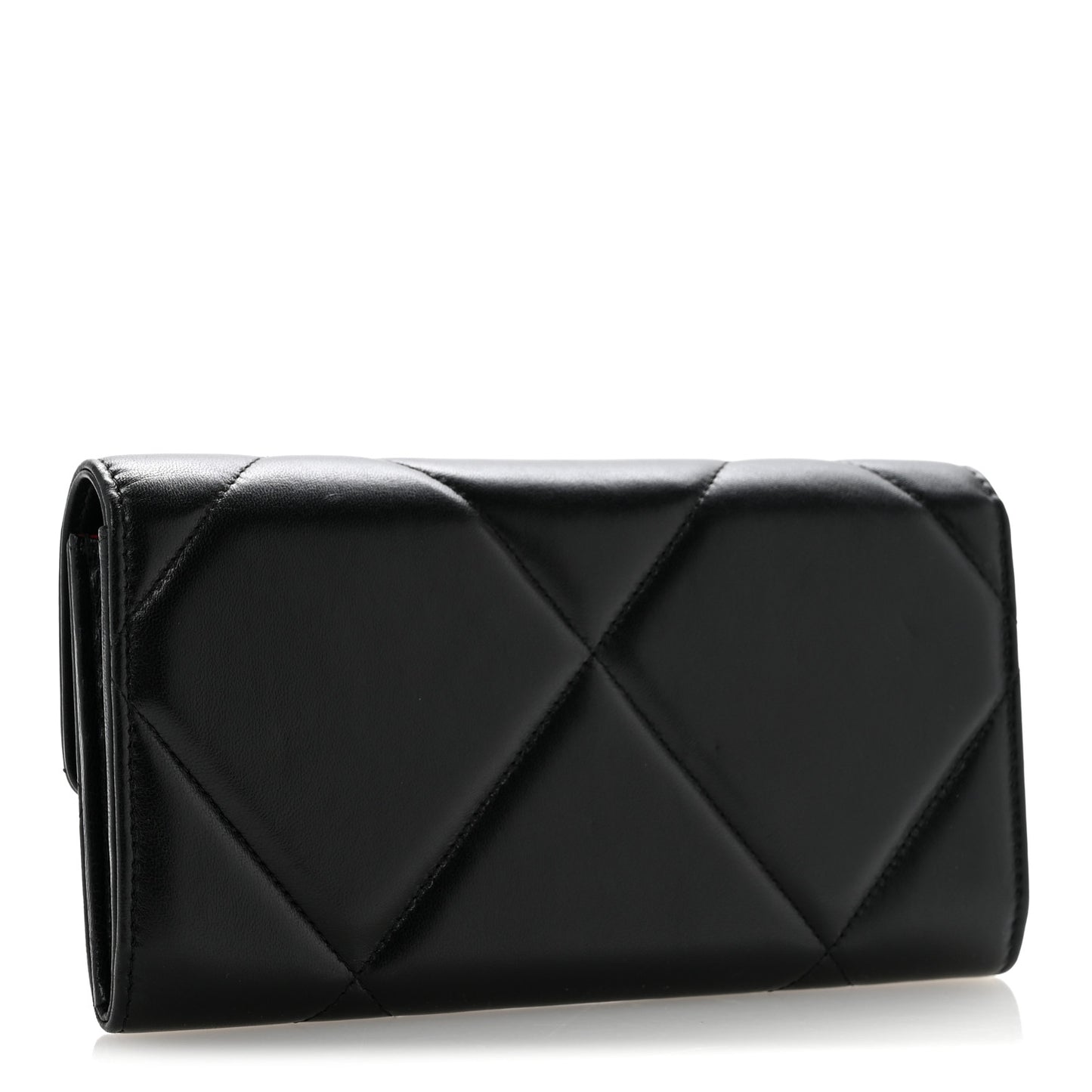 Lambskin Quilted Chanel 19 Flap Wallet Black