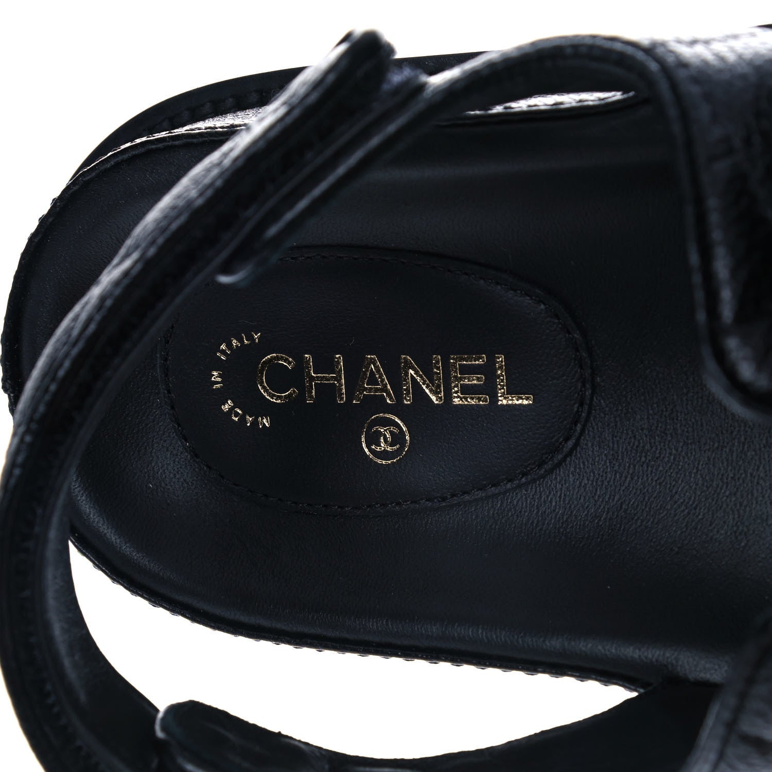 Chanel Grained Calfskin Velcro Dad Sandals 41 Black 7 of 10