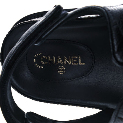 Chanel Grained Calfskin Velcro Dad Sandals 41 Black 7 of 10