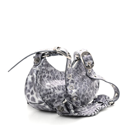Balenciaga Metallic Agneau Arena Leopard Le Cagole Shoulder Bag XS Dark Grey 3 of 11