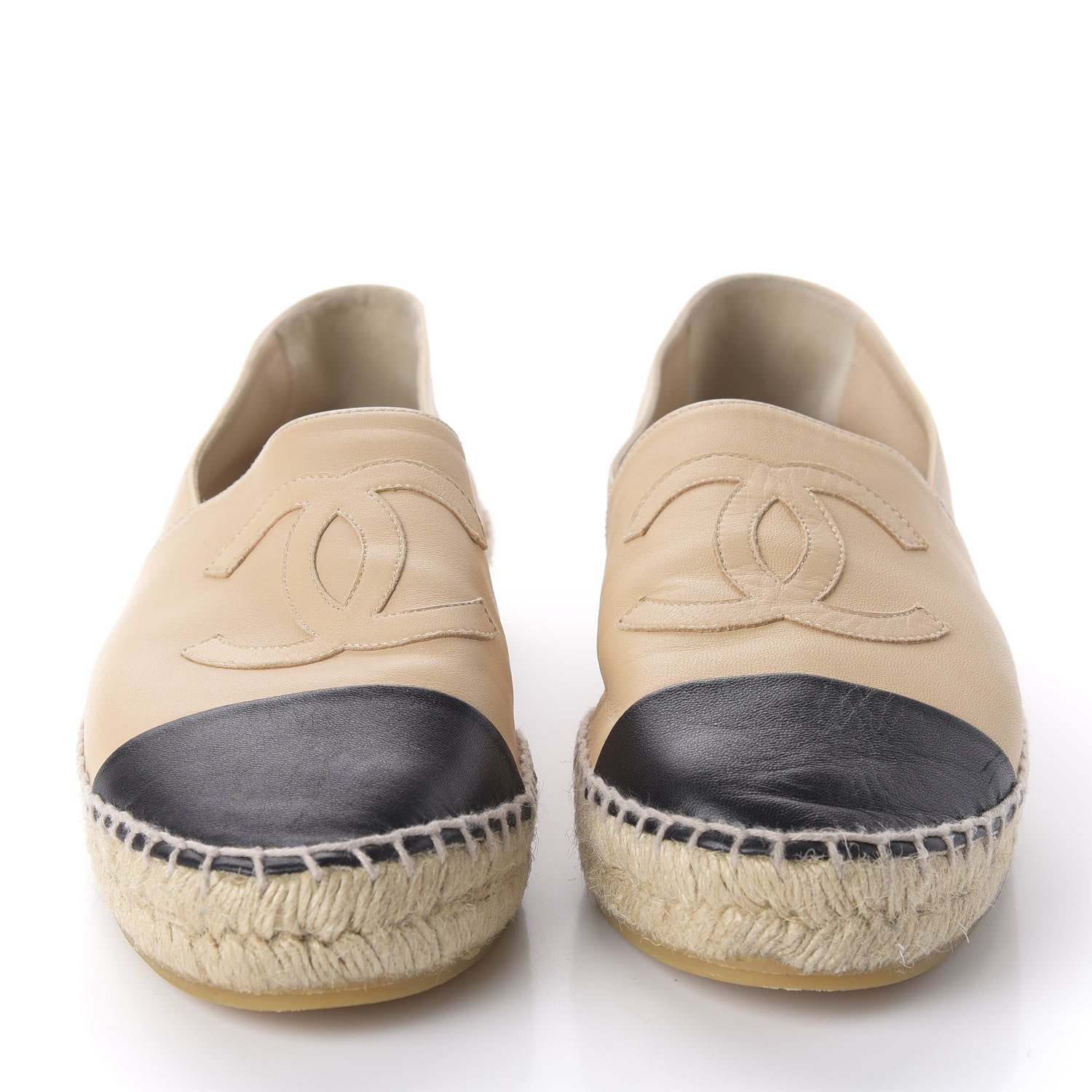 Chanel Lambskin CC Espadrilles 39 Beige Black 2 of 9