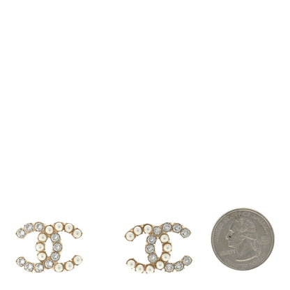 Chanel Pearl Crystal CC Earrings Gold 2 of 4