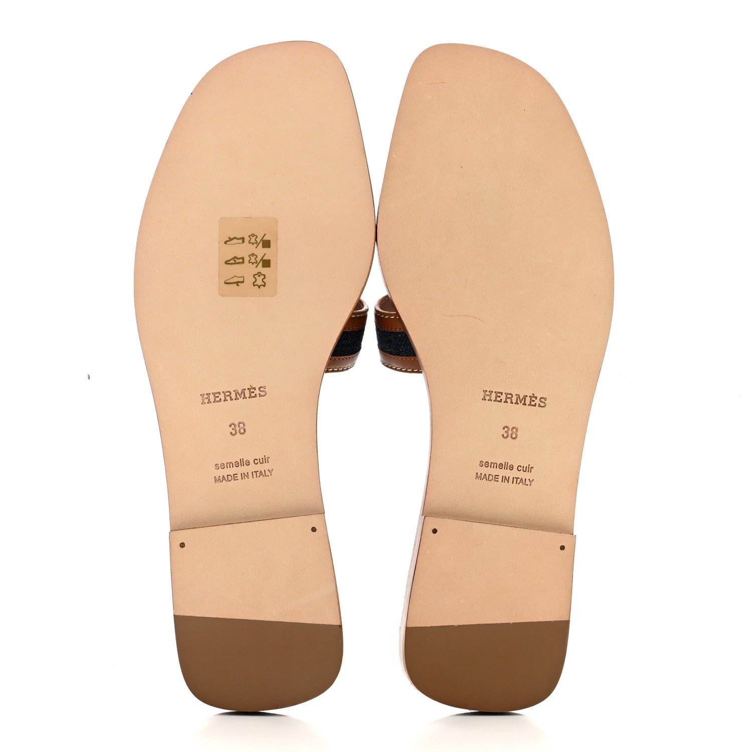 Hermes Calfskin Denim Oran Sandals 38 Bleu Brut Gold 5 of 9