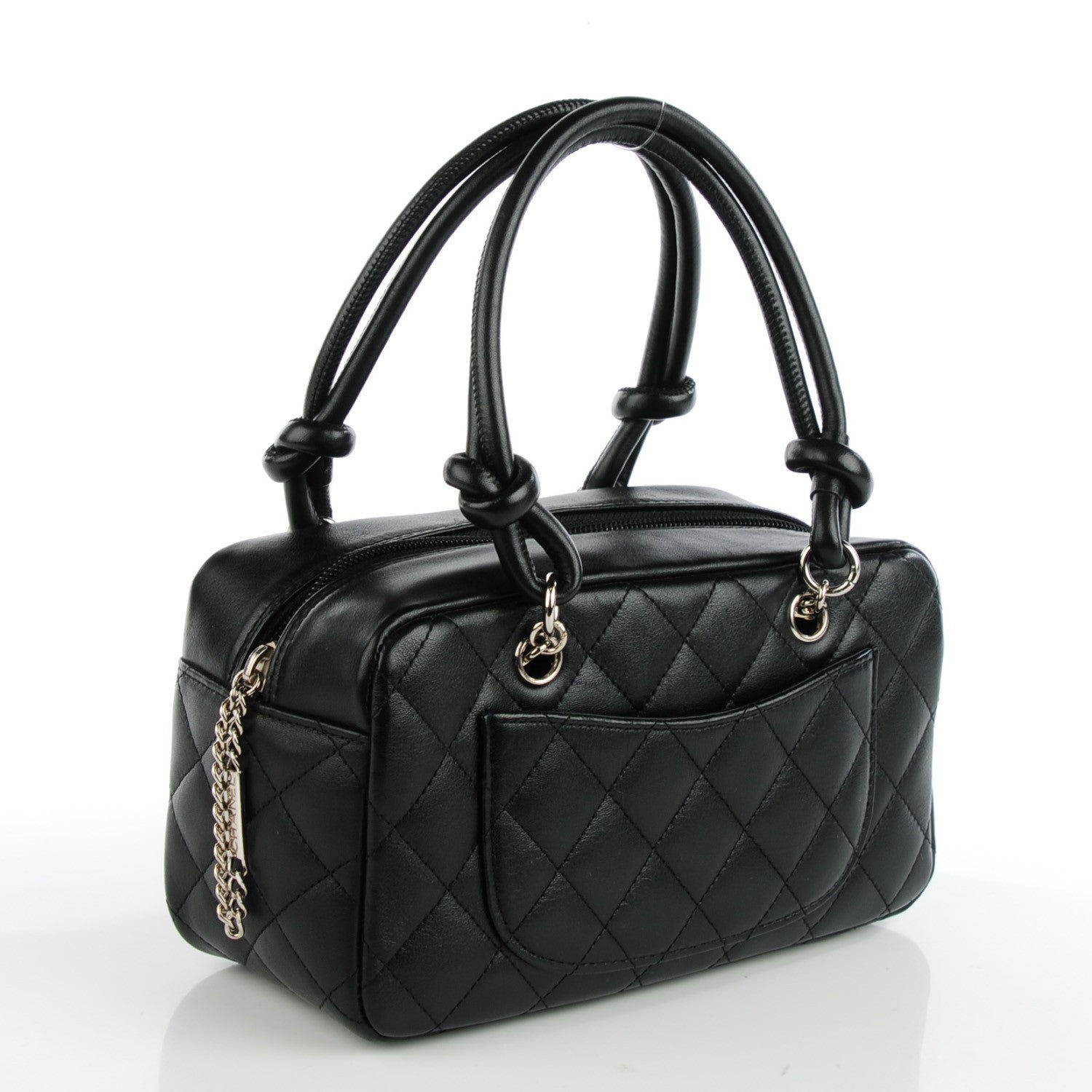 Chanel Calfskin Quilted Small Cambon Bowler Black White 3 of 8