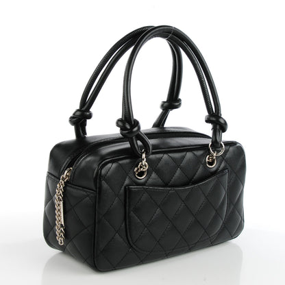 Chanel Calfskin Quilted Small Cambon Bowler Black White 3 of 8